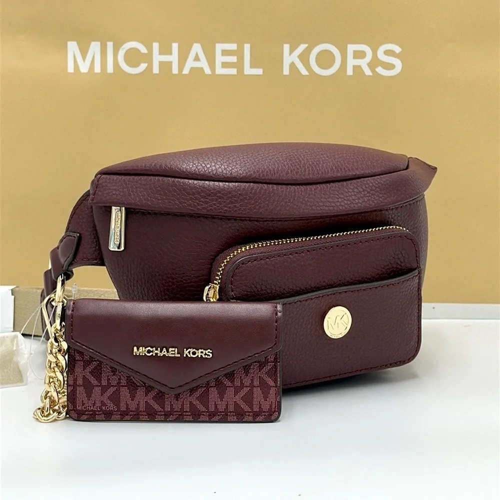 Michael Kors Maisie 2 In 1 Small Leather Waist pack Fanny pack Bag (Oxblood) MK